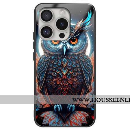 Coque iPhone 16 Pro Max Verre Trempé Hibou Imprimé