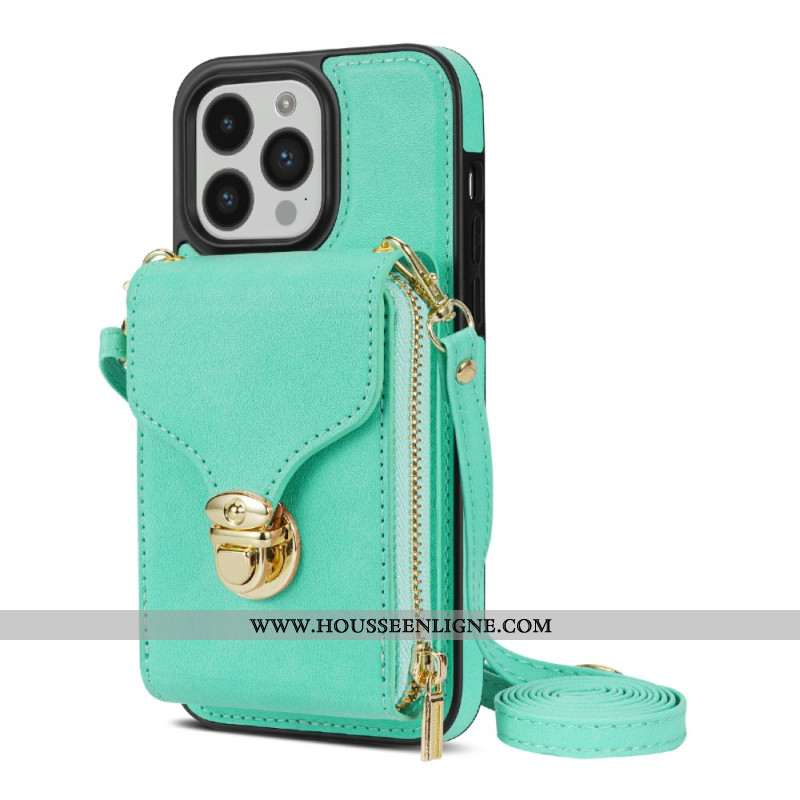 Coque iPhone 16 Pro Portefeuille et Bandoulière