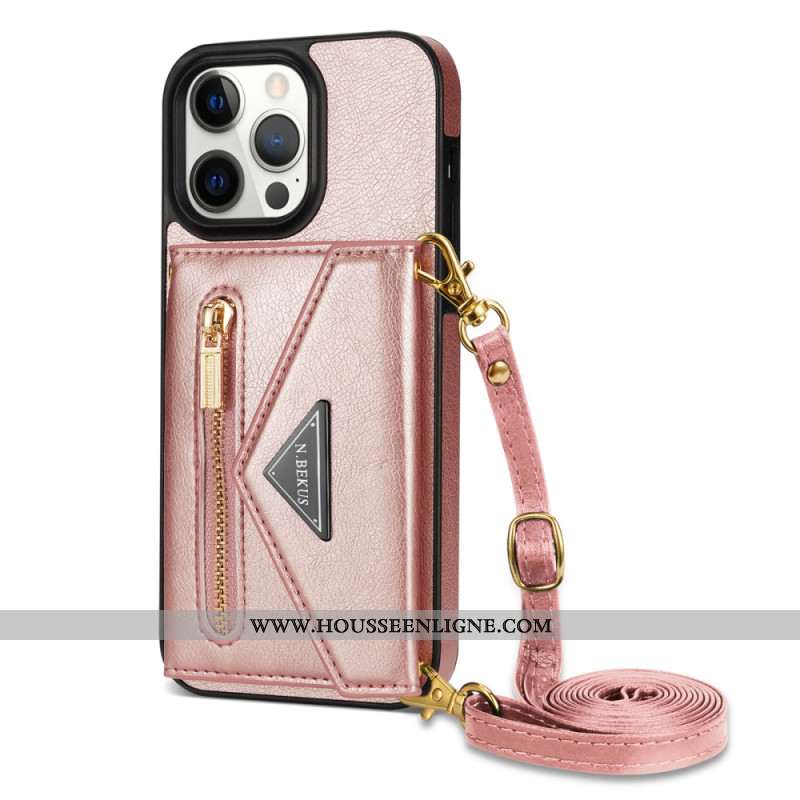 Coque iPhone 16 Pro Portefeuille et Bandoulière N.BEKUS