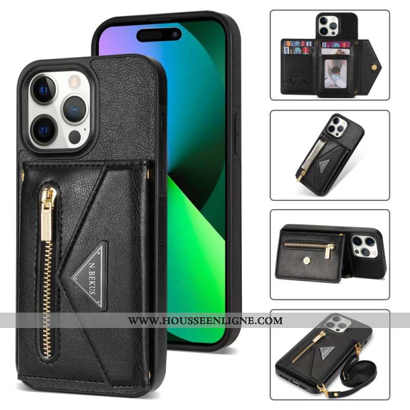 Coque iPhone 16 Pro Portefeuille et Bandoulière N.BEKUS