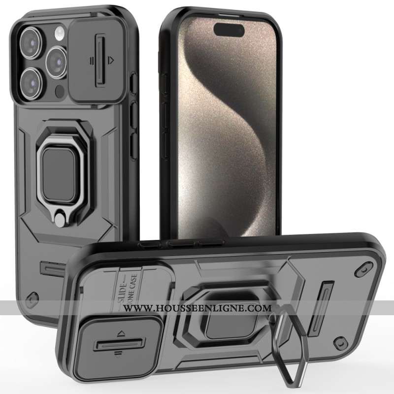 Coque iPhone 16 Pro Ring Résistante Protection Objectif Coulissante