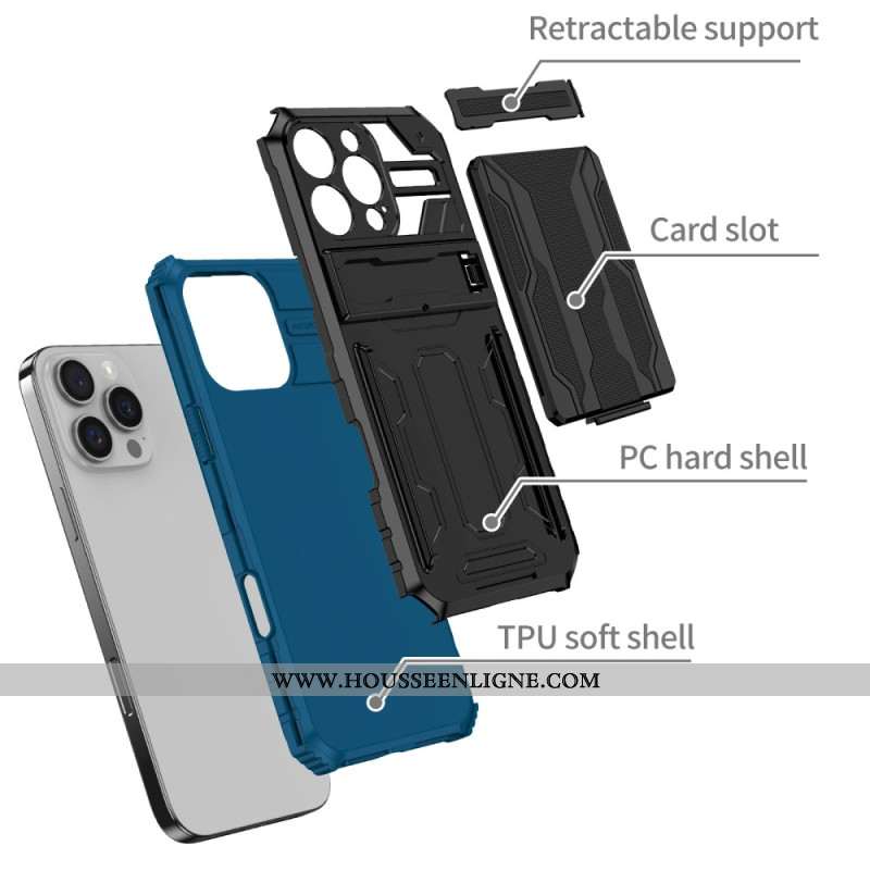 Coque iPhone 16 Pro avec Porte-Cartes Intégré et Support