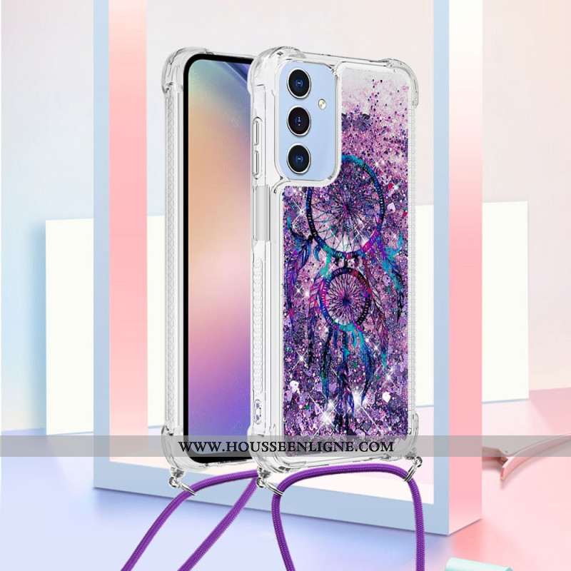 Coque à Cordon Samsung Galaxy A15 5G / A15 Paillettes Motif Cartoon