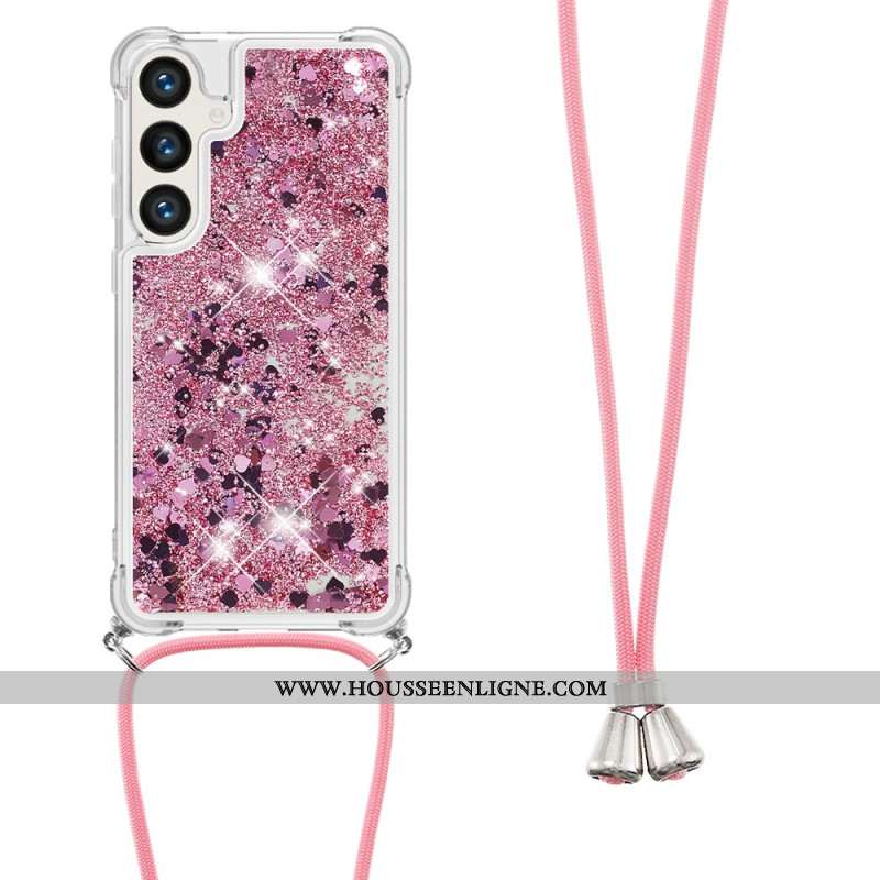 Coque à Cordon Samsung Galaxy S24 Plus 5G Paillettes Flottantes