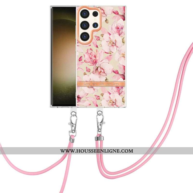 Coque à Cordon Samsung Galaxy S24 Ultra 5G Florale