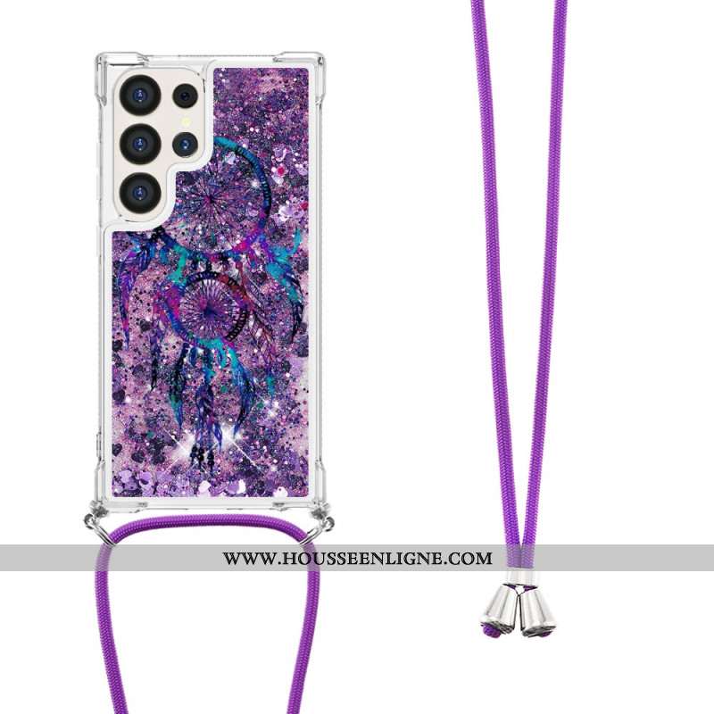 Coque à Cordon Samsung Galaxy S24 Ultra 5G Paillettes Attrape Rêves