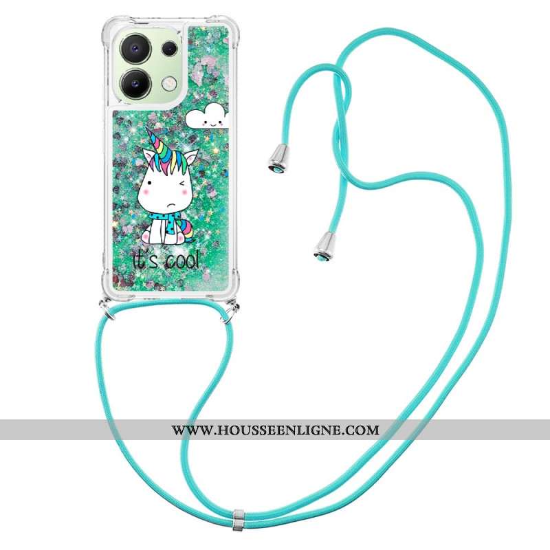 Coque à Cordon Xiaomi Redmi Note 13 4G Paillettes Motif Cartooon