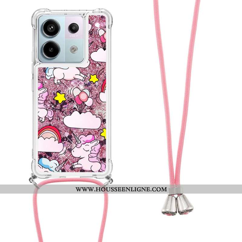 Coque à Cordon Xiaomi Redmi Note 13 Pro 5G / Poco X6 5G Paillettes Motif Cartoon