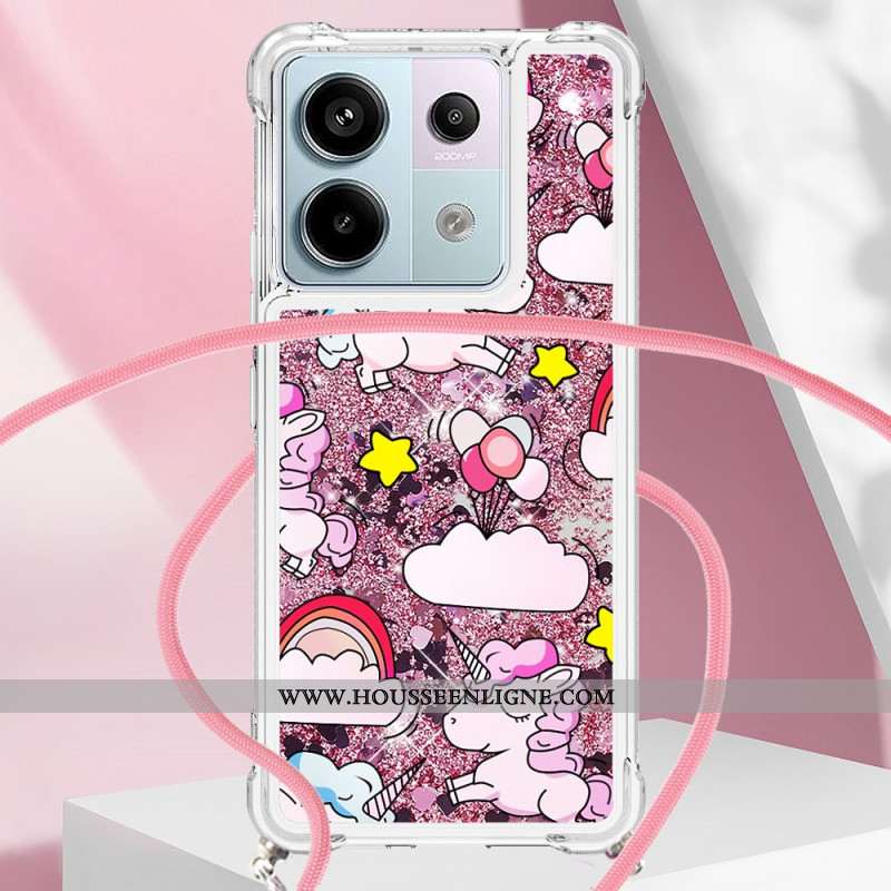 Coque à Cordon Xiaomi Redmi Note 13 Pro 5G / Poco X6 5G Paillettes Motif Cartoon