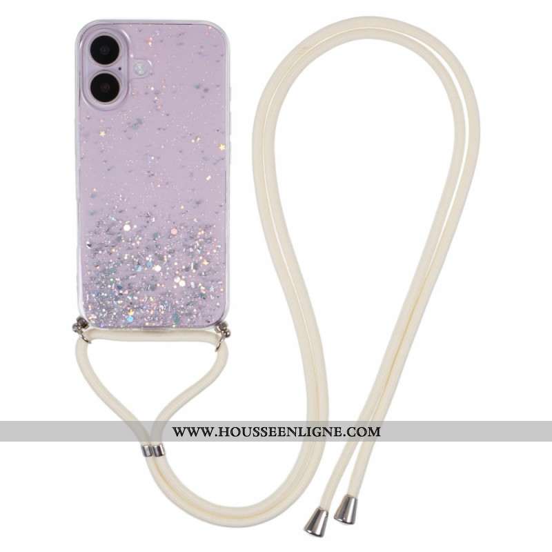 Coque à Cordon iPhone 16 Plus Paillettes