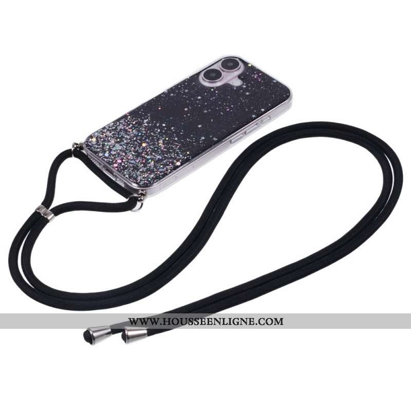 Coque à Cordon iPhone 16 Plus Paillettes