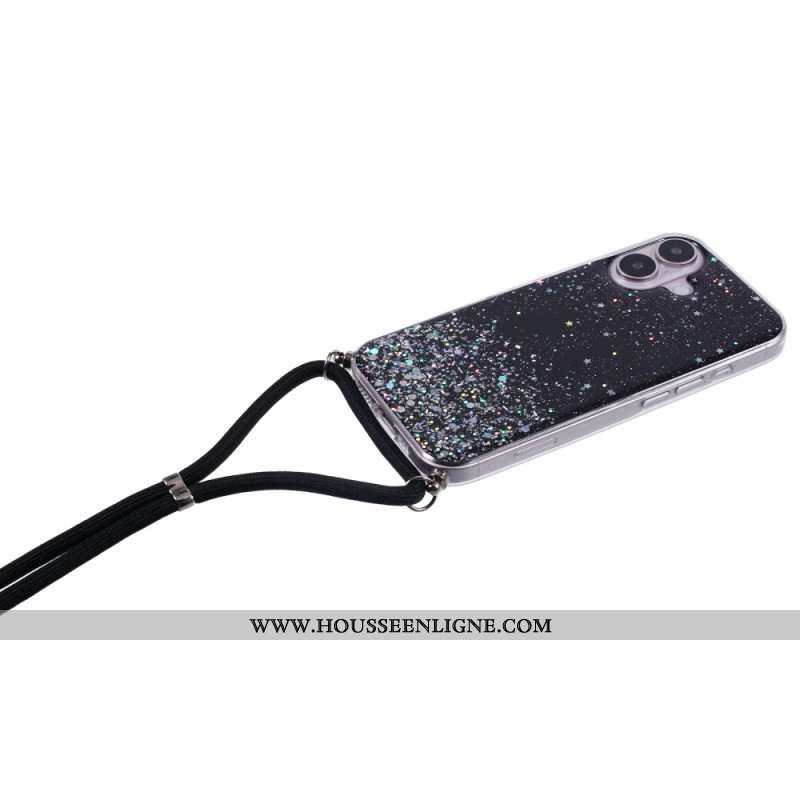 Coque à Cordon iPhone 16 Plus Paillettes