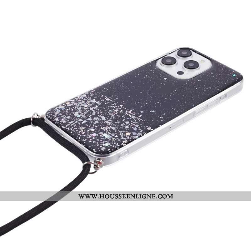 Coque à Cordon iPhone 16 Pro Max Paillettes