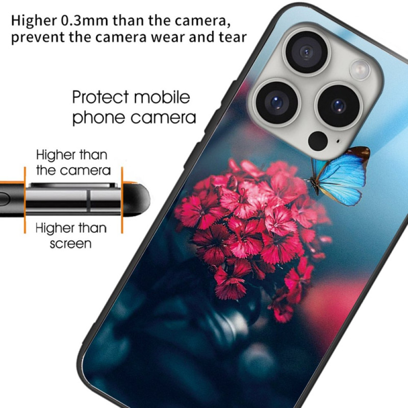 Coques iPhone 16 Pro Verre Trempé Fleurs et Papillon