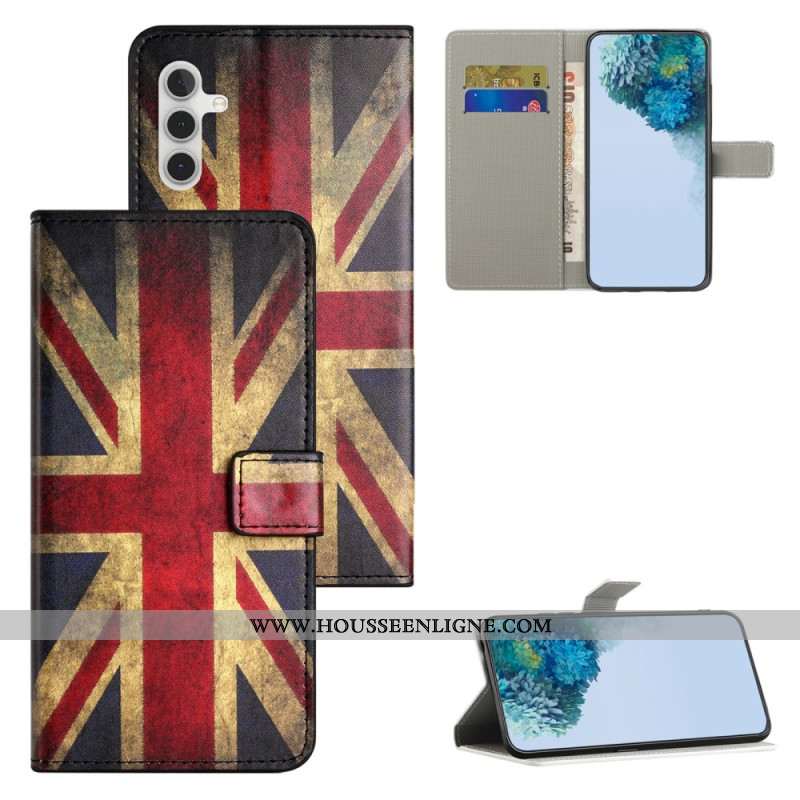 Etui Portefeuille pour Samsung Galaxy S24 FE avec Motif Union Jack