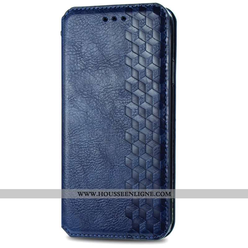 Flip Cover Huawei Pura 70 Effet Daim Frise Losanges