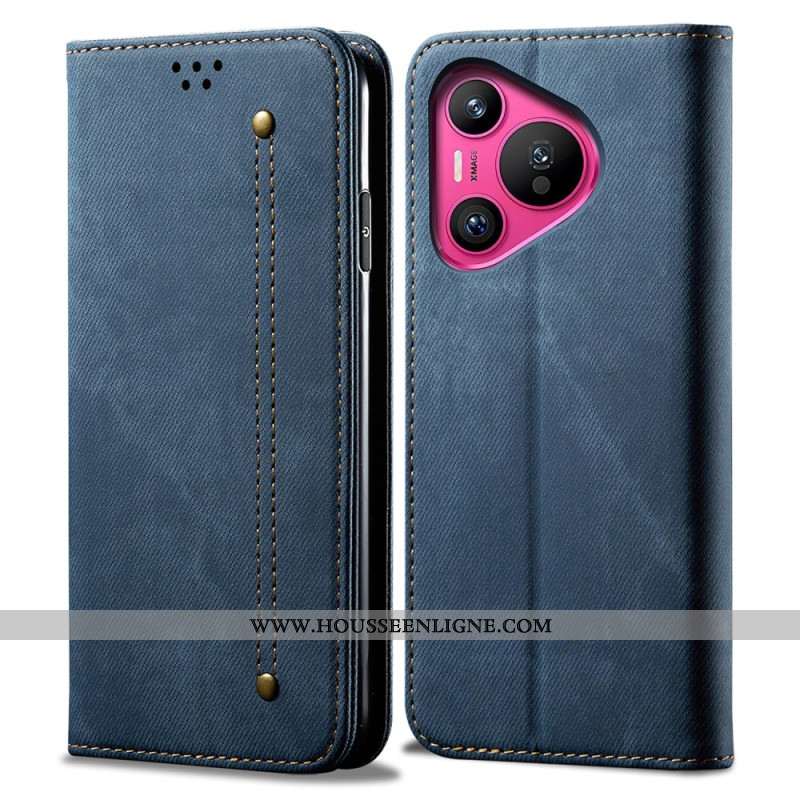 Flip Cover Huawei Pura 70 Tissu Jeans