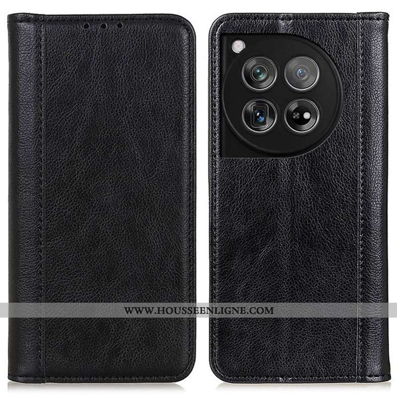 Flip Cover OnePlus 12 5G Cuir Litchi Fendu