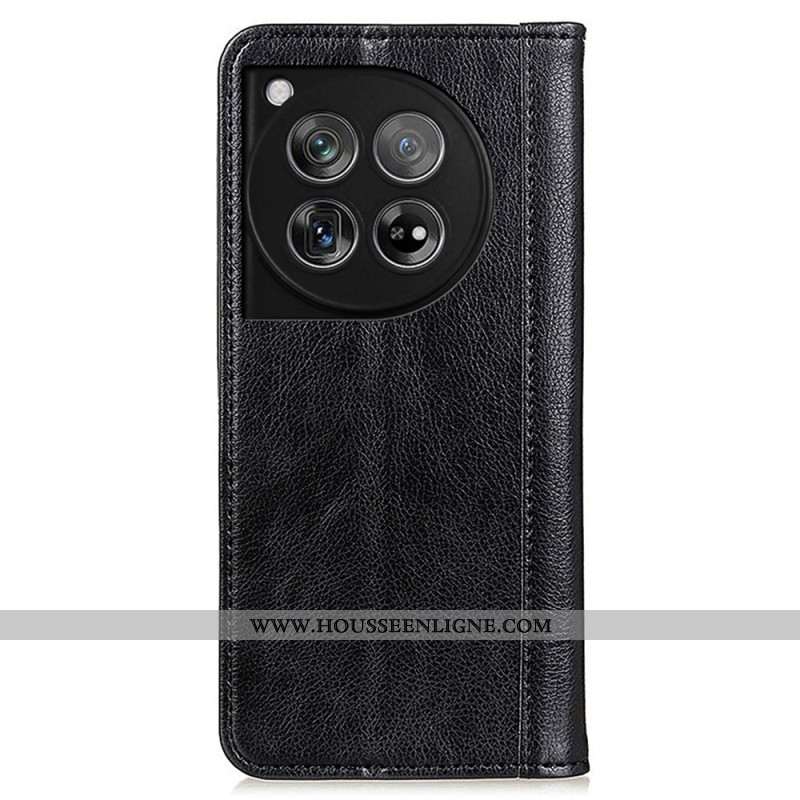 Flip Cover OnePlus 12 5G Cuir Litchi Fendu