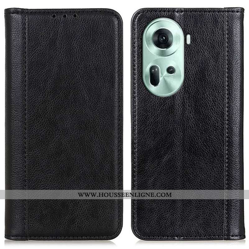 Flip Cover Oppo Reno 11 5G Cuir Fendu Texture Litchi