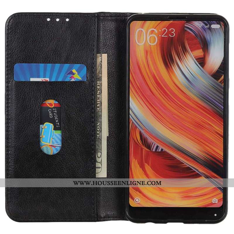 Flip Cover Oppo Reno 11 5G Cuir Fendu Texture Litchi