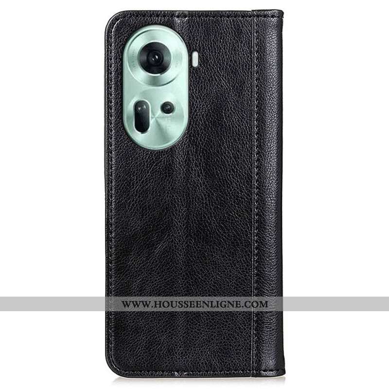 Flip Cover Oppo Reno 11 5G Cuir Fendu Texture Litchi