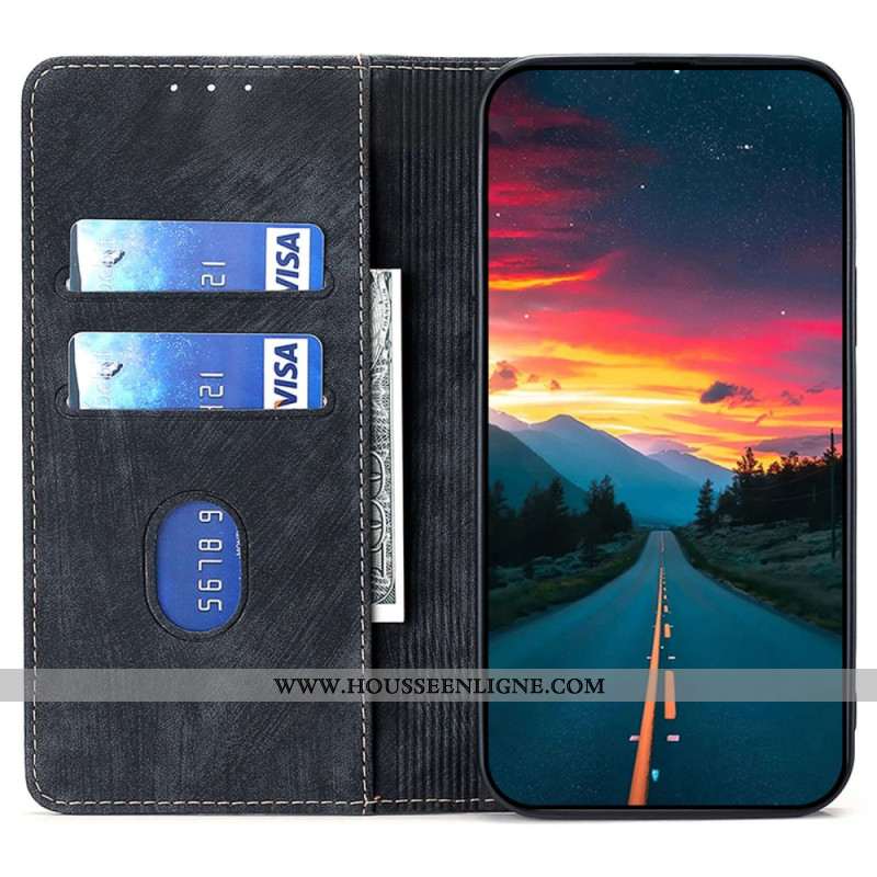 Flip Cover Oppo Reno 11F 5G Effet Daim avec Blocage RFID