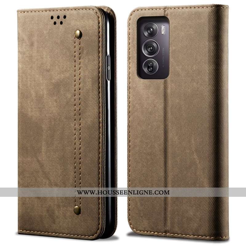 Flip Cover Oppo Reno 12 5G Tissu Jeans