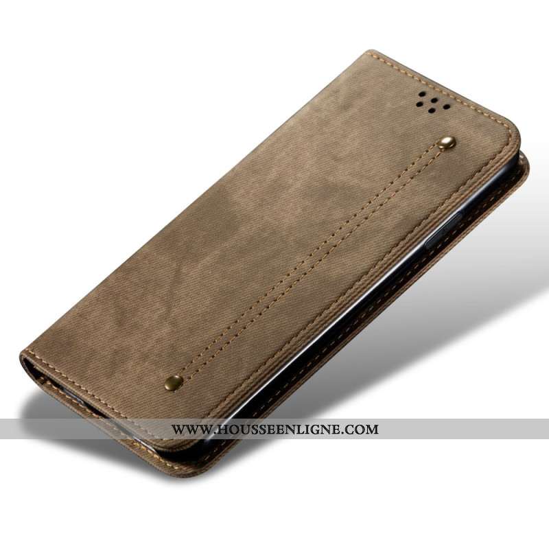 Flip Cover Oppo Reno 12 5G Tissu Jeans