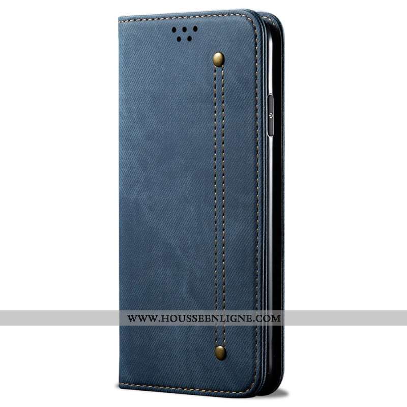 Flip Cover Oppo Reno 12 Pro 5G Tissu Jeans