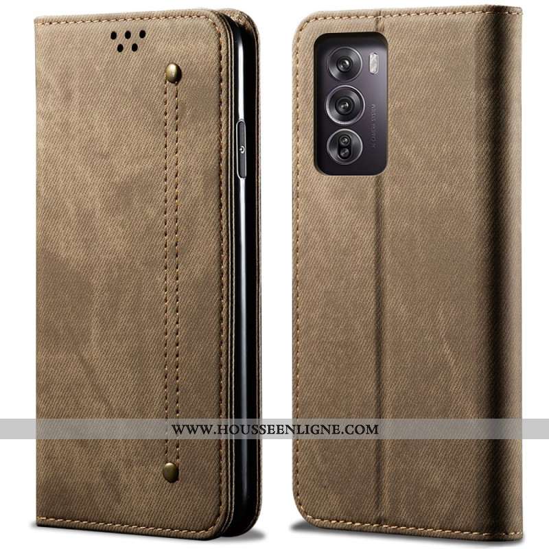 Flip Cover Oppo Reno 12 Pro 5G Tissu Jeans