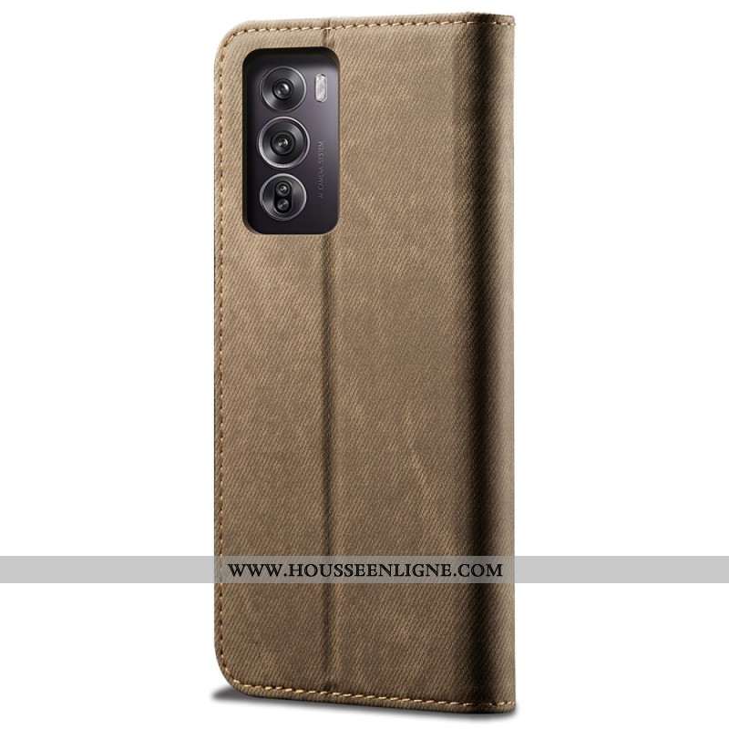 Flip Cover Oppo Reno 12 Pro 5G Tissu Jeans