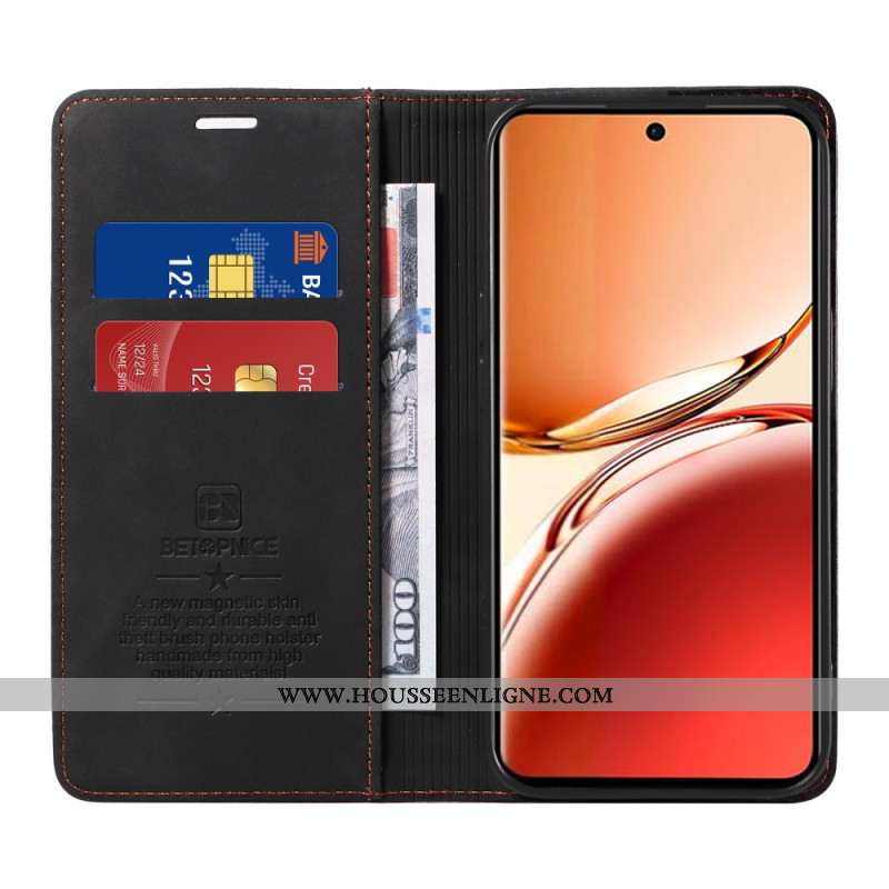 Flip Cover Oppo Reno 12F 5G Effet Daim avec Blocage RFID BETOPNICE