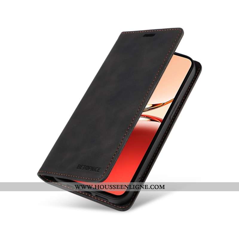 Flip Cover Oppo Reno 12F 5G Effet Daim avec Blocage RFID BETOPNICE