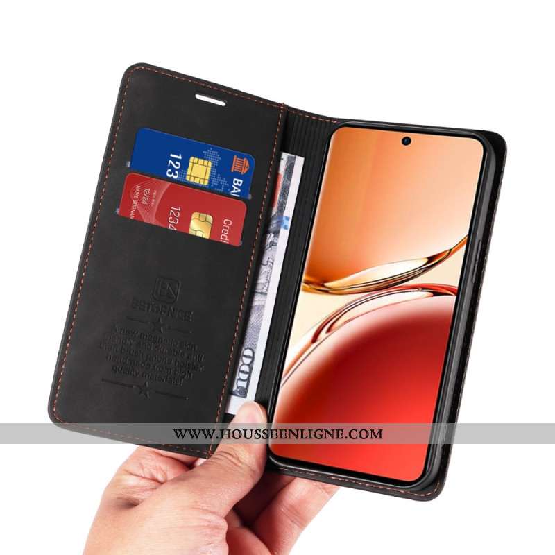 Flip Cover Oppo Reno 12F 5G Effet Daim avec Blocage RFID BETOPNICE