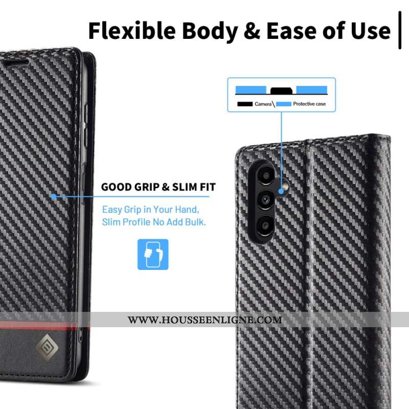 Flip Cover Samsung Galaxy A15 5G / A15 Fibre Carbone LC.IMEEKE