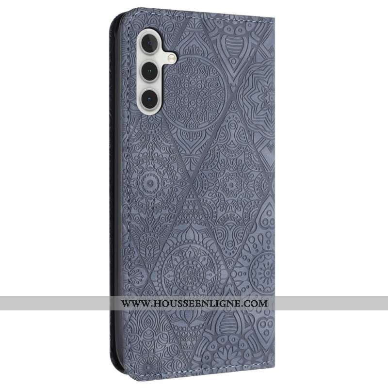 Flip Cover Samsung Galaxy A15 5G Patchwork à Lanière