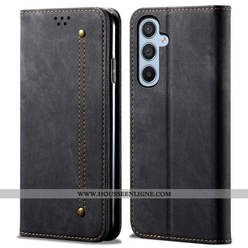 Flip Cover Samsung Galaxy A55 5G Tissu Jeans