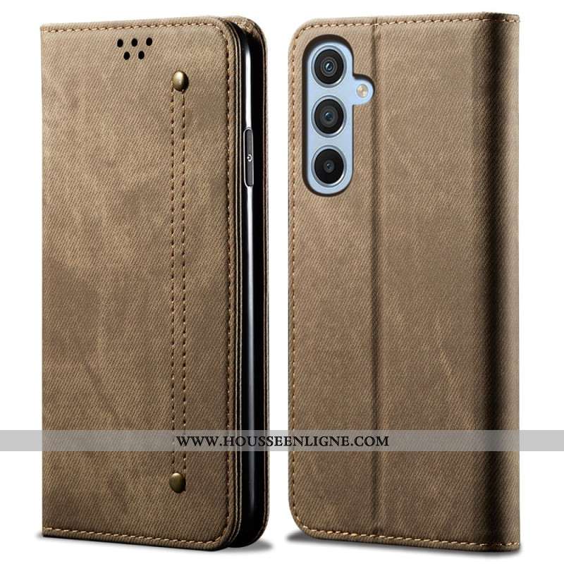 Flip Cover Samsung Galaxy M55 5G Tissu Jeans