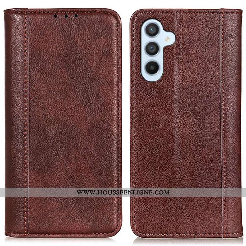 Flip Cover Samsung Galaxy S24 FE Cuir Fendu Texture Litchi