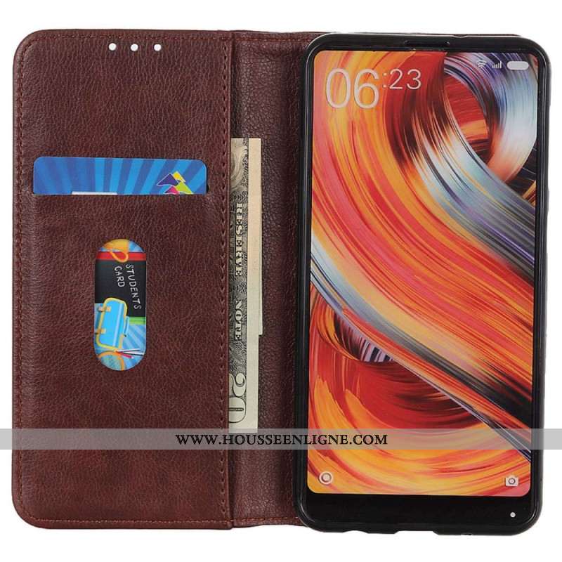 Flip Cover Samsung Galaxy S24 FE Cuir Fendu Texture Litchi