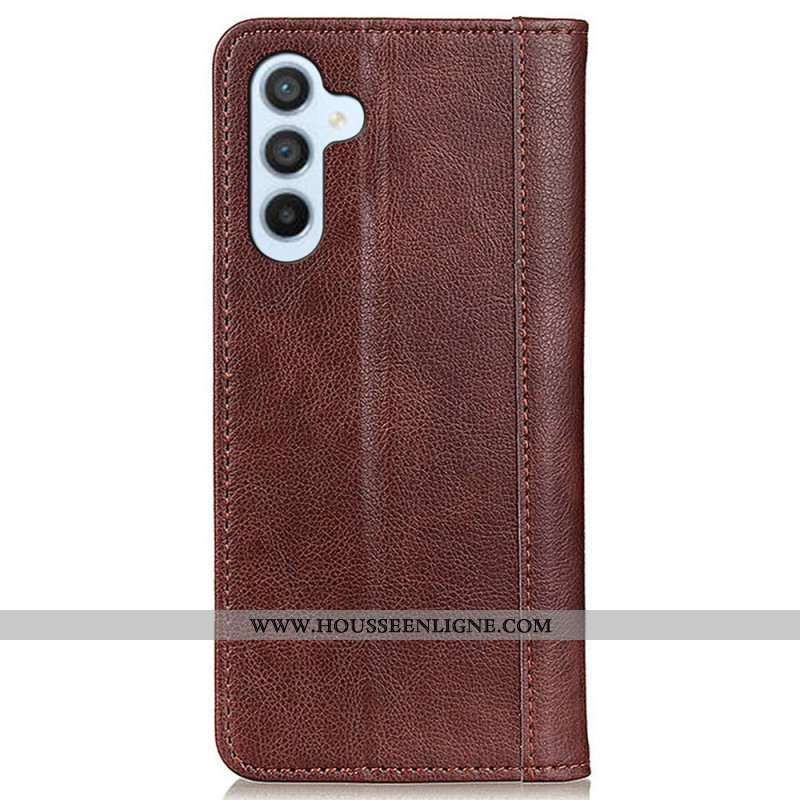 Flip Cover Samsung Galaxy S24 FE Cuir Fendu Texture Litchi