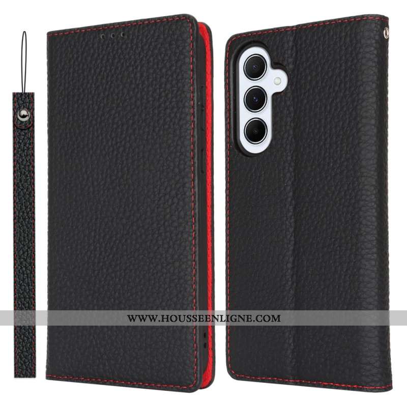 Flip Cover Samsung Galaxy S24 FE Cuir Texture Litchi