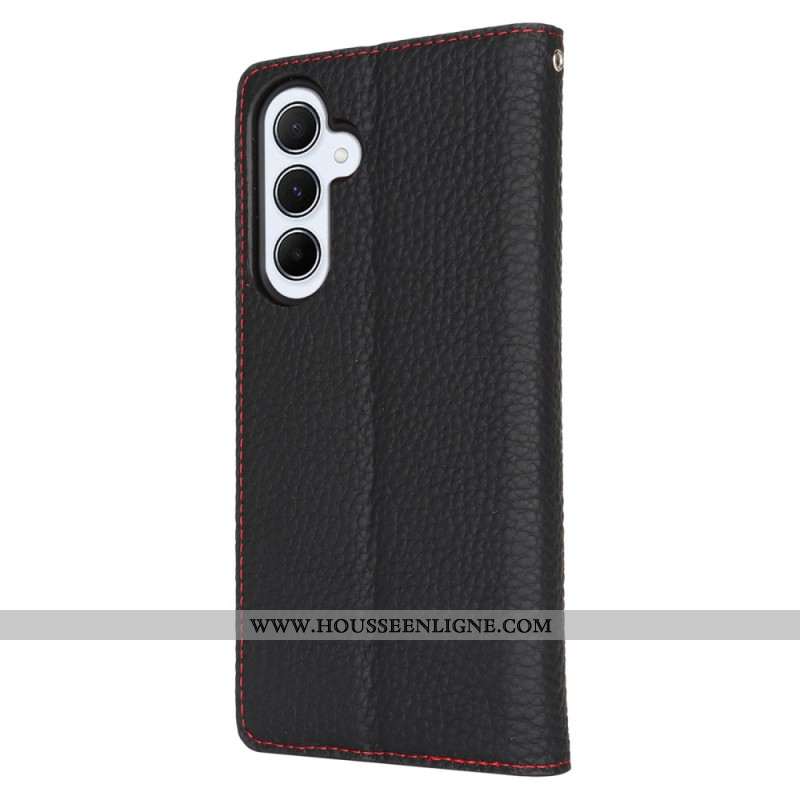 Flip Cover Samsung Galaxy S24 FE Cuir Texture Litchi