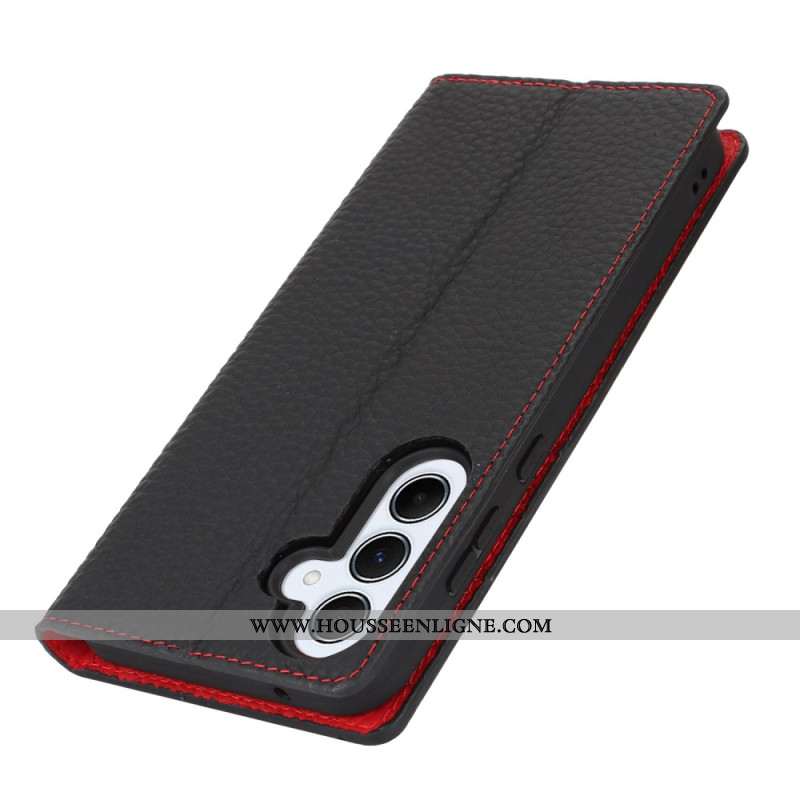 Flip Cover Samsung Galaxy S24 FE Cuir Texture Litchi