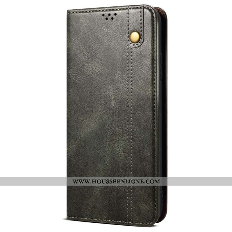 Flip Cover Samsung Galaxy S24 FE Simili Cuir Ciré