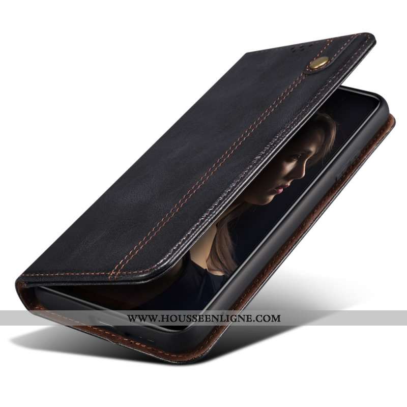 Flip Cover Samsung Galaxy S24 FE Simili Cuir Ciré