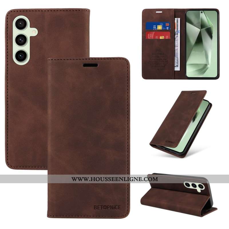 Flip Cover Samsung Galaxy S24 FE Style Rétro Technologie de Blocage RFID BETOPNICE