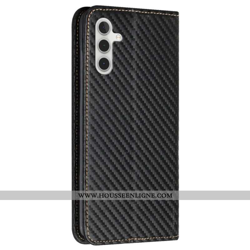 Flip Cover Samsung Galaxy S24 Plus 5G Fibre Carbone à Lanière