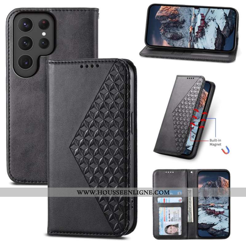 Flip Cover Samsung Galaxy S24 Ultra 5G Design 3D avec Lanière